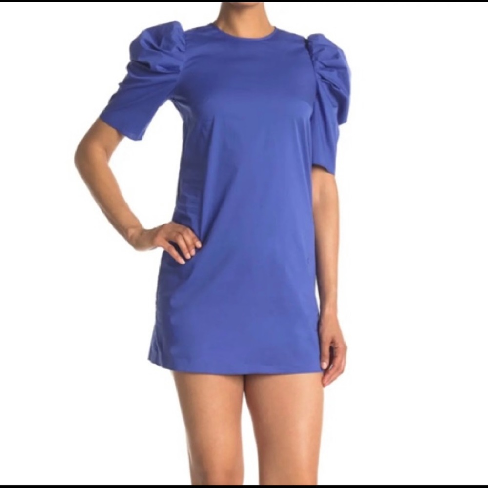 Cinq A Sept Erin Puff Shoulder blue dress